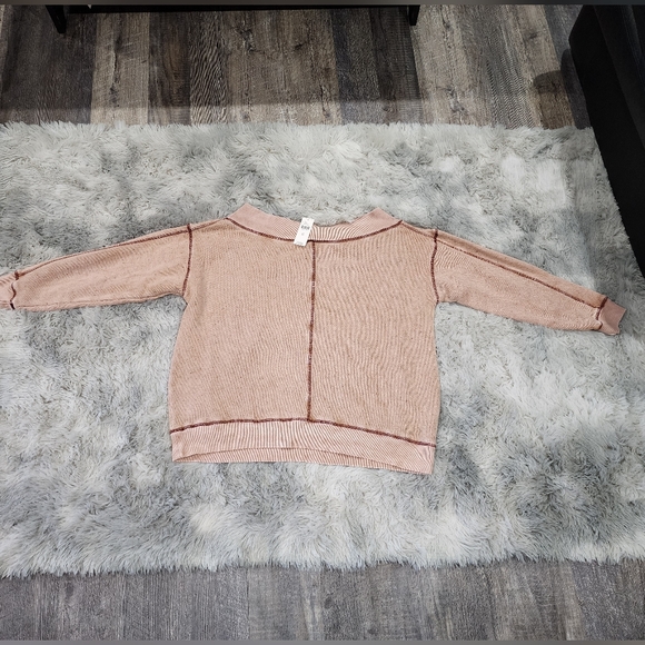 ANTHROPOLOGIE | Pilco | Off The Shoulder Slouchy Sweatshirt  | Mauve |XS | NWT - Picture 7 of 7